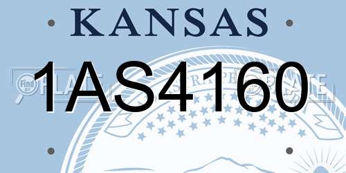 1AS4160 Kansas License Plate