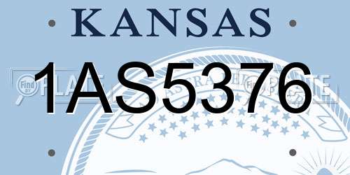1AS5376 Kansas License Plate