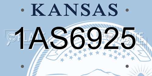 1AS6925 Kansas License Plate