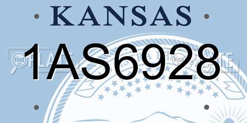 1AS6928 Kansas License Plate