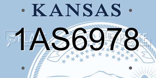 1AS6978 Kansas License Plate