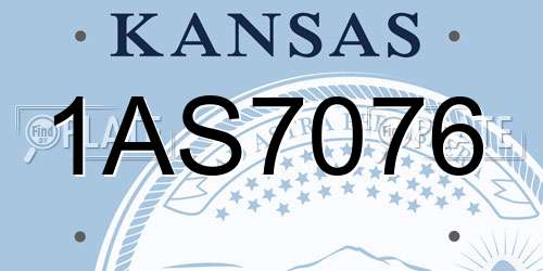 1AS7076 Kansas License Plate