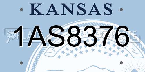 1AS8376 Kansas License Plate