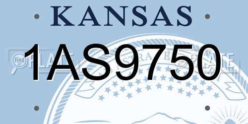 1AS9750 Kansas License Plate