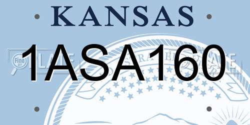 1ASA160 Kansas License Plate