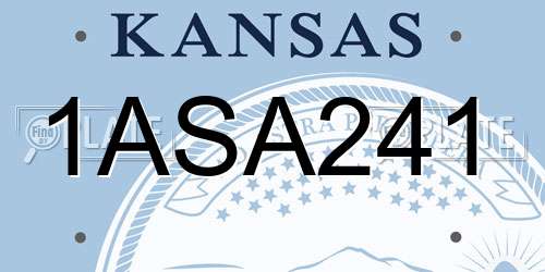 1ASA241 Kansas License Plate