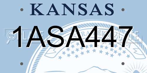 1ASA447 Kansas License Plate