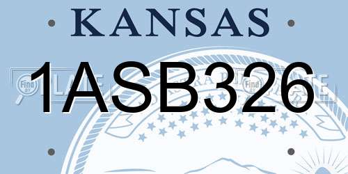 1ASB326 Kansas License Plate
