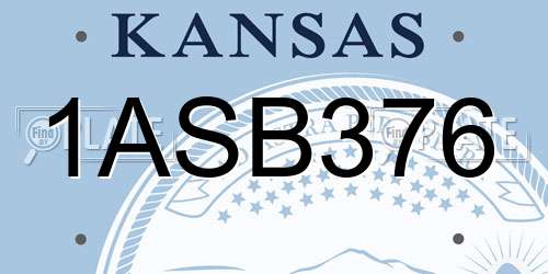 1ASB376 Kansas License Plate