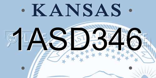 1ASD346 Kansas License Plate