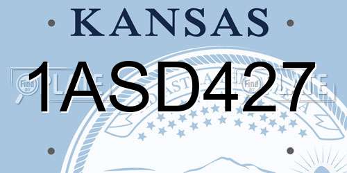 1ASD427 Kansas License Plate