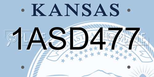 1ASD477 Kansas License Plate