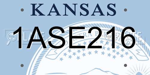 1ASE216 Kansas License Plate