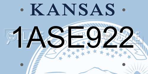1ASE922 Kansas License Plate