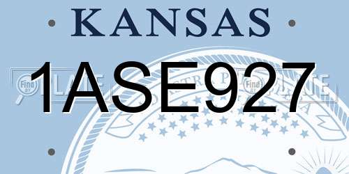 1ASE927 Kansas License Plate