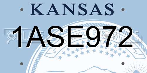 1ASE972 Kansas License Plate