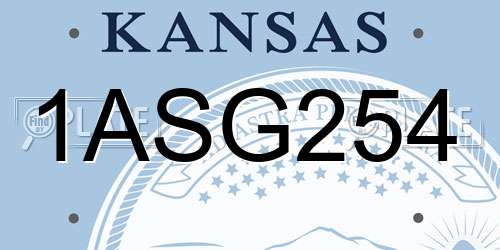 1ASG254 Kansas License Plate