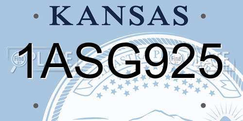 1ASG925 Kansas License Plate