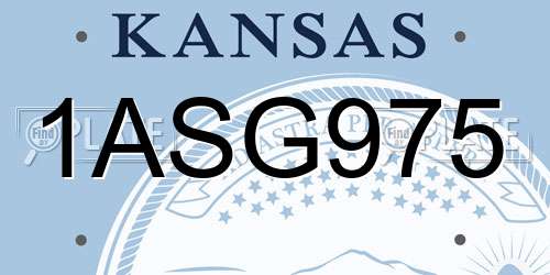 1ASG975 Kansas License Plate