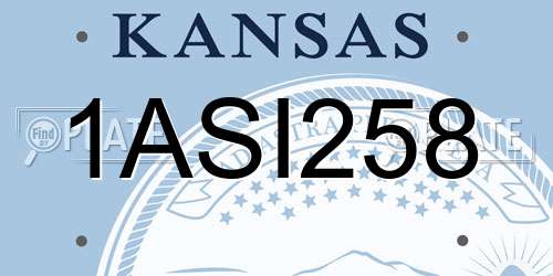 1ASI258 Kansas License Plate