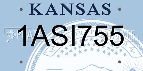 1ASI755 Kansas License Plate