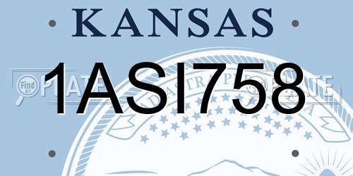 1ASI758 Kansas License Plate