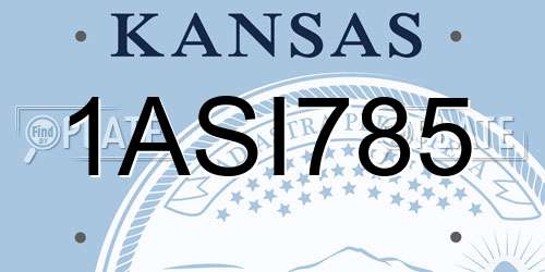 1ASI785 Kansas License Plate