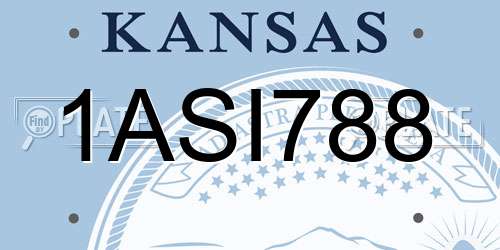 1ASI788 Kansas License Plate