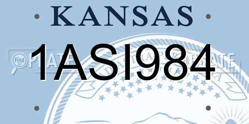 1ASI984 Kansas License Plate