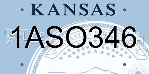 1ASO346 Kansas License Plate