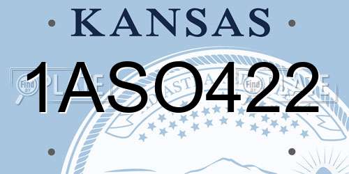 1ASO422 Kansas License Plate