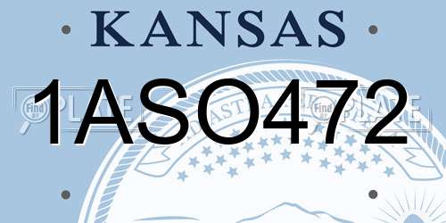 1ASO472 Kansas License Plate