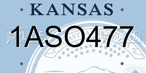 1ASO477 Kansas License Plate