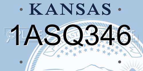 1ASQ346 Kansas License Plate