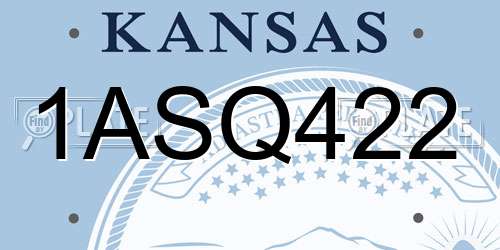 1ASQ422 Kansas License Plate