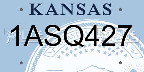 1ASQ427 Kansas License Plate