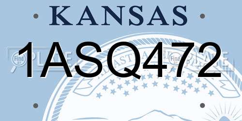 1ASQ472 Kansas License Plate