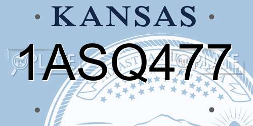 1ASQ477 Kansas License Plate