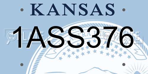 1ASS376 Kansas License Plate