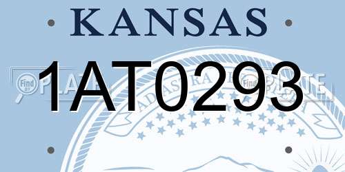 1AT0293 Kansas License Plate