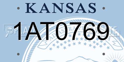 1AT0769 Kansas License Plate