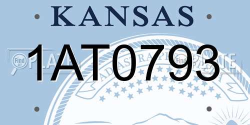 1AT0793 Kansas License Plate