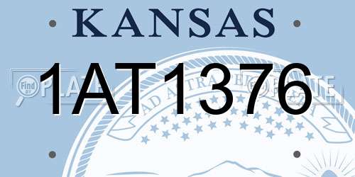 1AT1376 Kansas License Plate