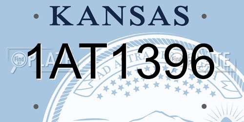1AT1396 Kansas License Plate