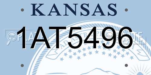 1AT5496 Kansas License Plate