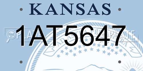 1AT5647 Kansas License Plate