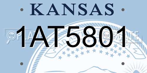 1AT5801 Kansas License Plate