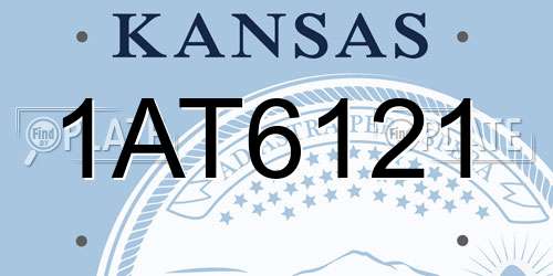 1AT6121 Kansas License Plate