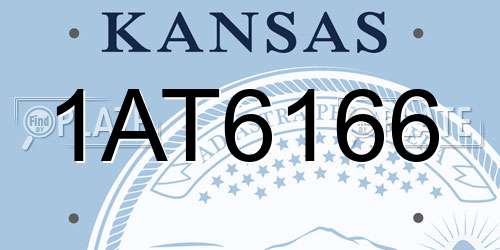 1AT6166 Kansas License Plate