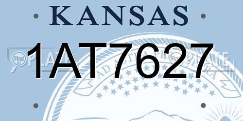 1AT7627 Kansas License Plate